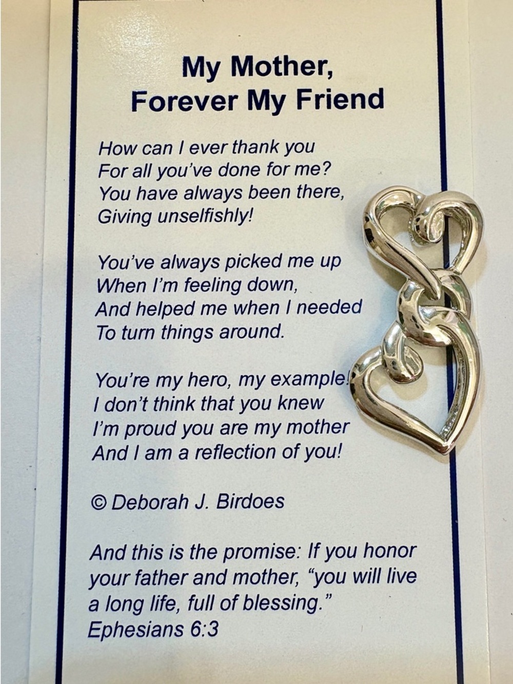 💖 Sterling Silver 925 “My Mother, Forever My Friend” Heart Pendant Reversible